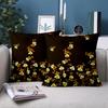 1 Pieces -2D Flat Printing Floral Pattern Black Throw Pillow Cushions Set Polyester Pillowcase, Sofa Decorative Cushion Cov