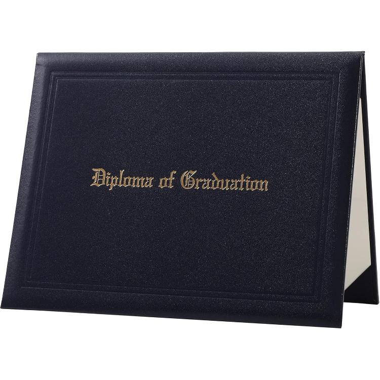 Обложка для диплома Держатель для диплома Рамка с горячим тиснением Подушечки для сертификатов о выпуске Покрытия для сертификатов с тиснением Гладкая кожа для средней школы чёрный