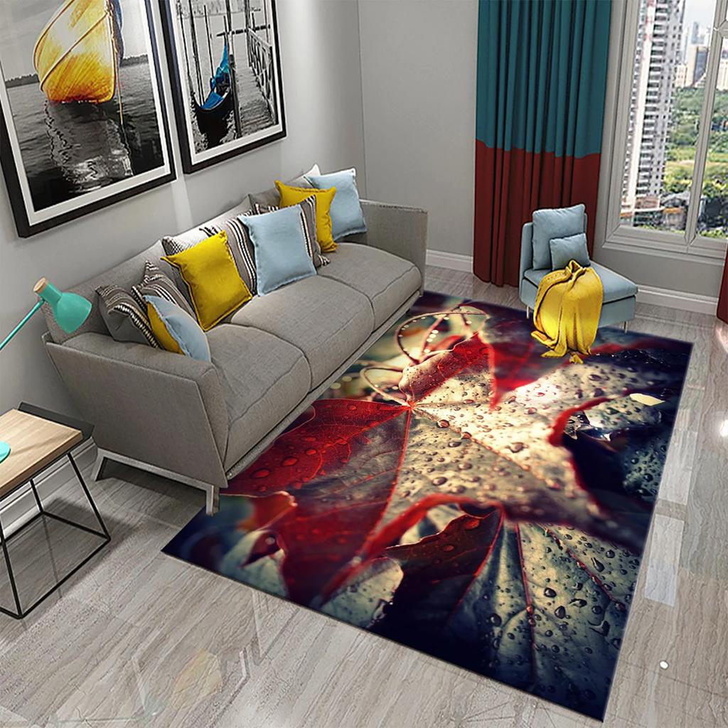 3D Colorful Leaves Carpet for Bathroom Entrance Door Anti-slip Floor Mat Kitchen Rug Mat for Living Room Bedroom Decor Area Mats