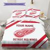 Custom Name,Detroit Red Wings Pattern Bedding Home Decoration Birthday Gift ( 1 Duvet Cover + 2 Pillowcase, Without Core),fan Merchandise.