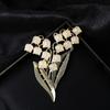 Classic Elegant Women Girls Fashion Lily of the Valley Flower Badges Pin Exquisite Lady Dazzle Floral Shining Brooch Jewelry