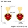 Colorful Heart Glass Stone Tassel Earrings & 18K Gold Plated Stainless Steel Necklace