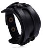 Wide Black Retro Style Leather Bracelet