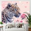 1pc Pink Leopard Party Backdrop  Durable Polyester Stunning BlueEyed Leopard with Pink Roses Design Perfect for Winter Holid