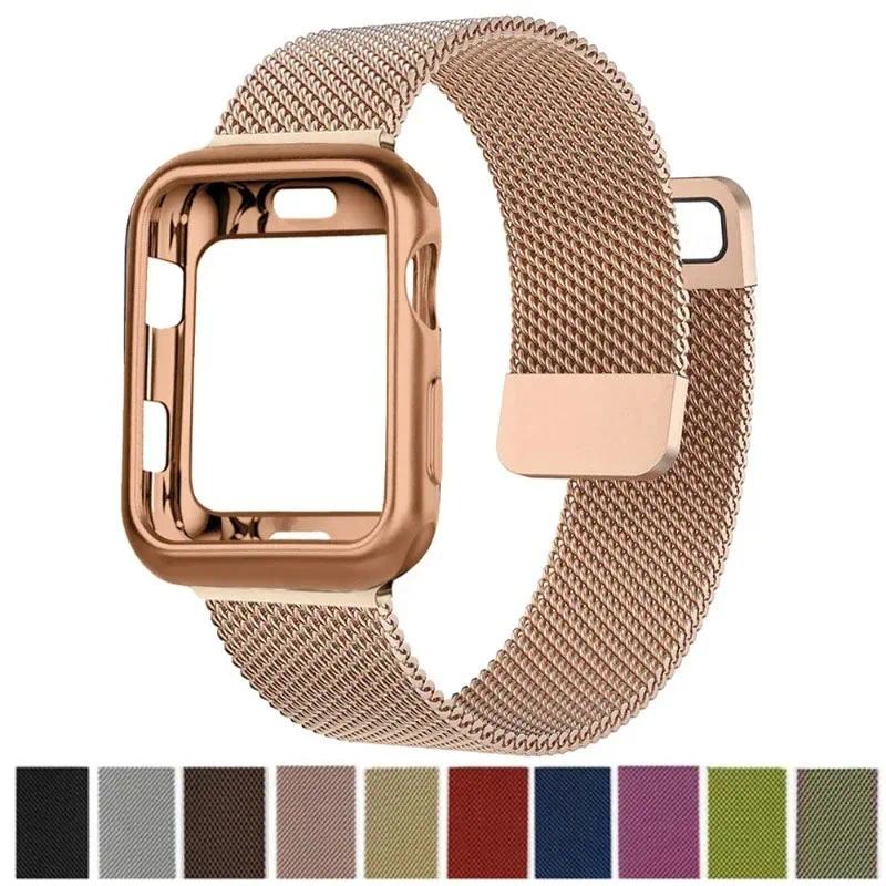 Custodia Milanese+Cinturino per Apple Watch Band 9 8 7 6 SE 5 4 49MM 41mm 40mm 44mm 42mm 38mm Cinturino per Iwatch Serie 9 Correa 45mm