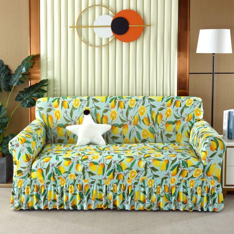 1pc Stretch Sofa Slipcover, Sofa Cover with Skirt, Couch Cover Furniture Protector, for Bedroom Office Living Room Home Decor