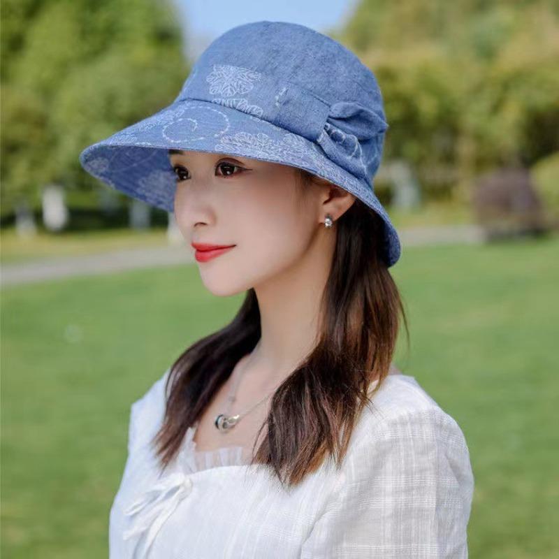 Hat Women's Summer Bucket Hat Women's Breathable Sun Hat Medium Old Hat Outdoor Folding Hat Autumn Basin Hat