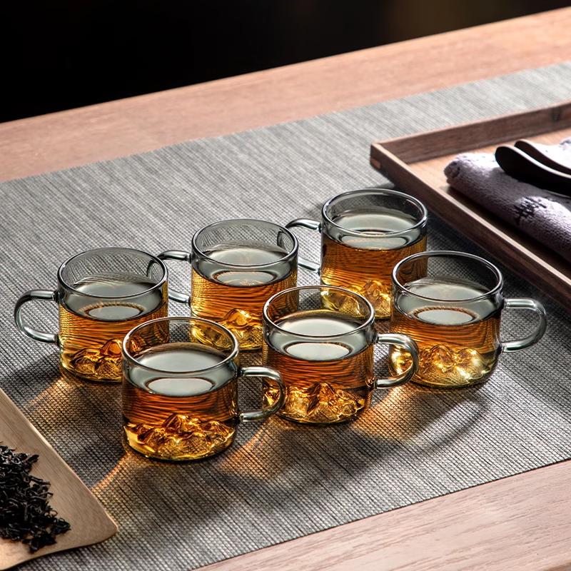 GIANXI High Borosilicate Glass Cup Thickened High Temperature Bottom Guanshan Design With Handle Small Tea Cup Kung Fu Tea Set