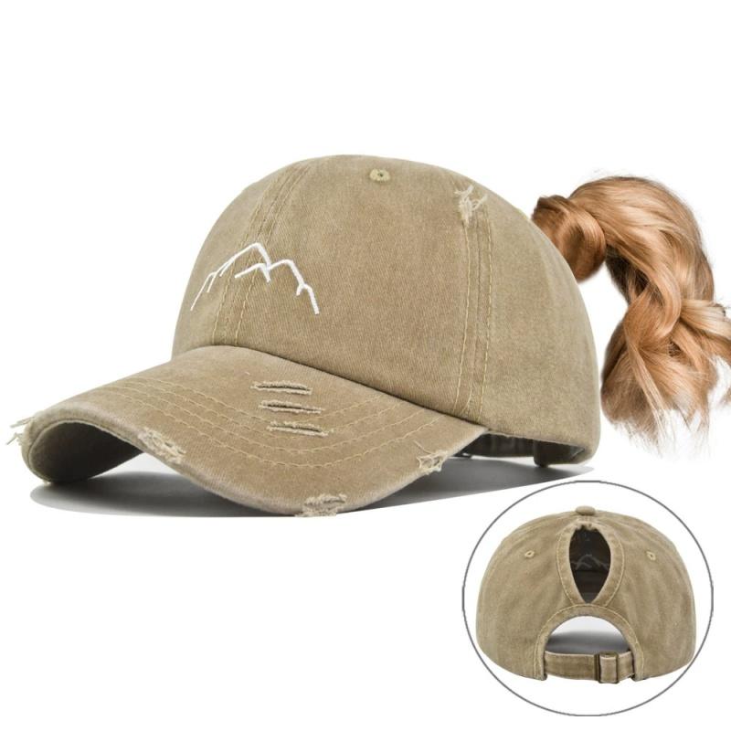 Women Washed Cotton Cap Mountain Embroidery Vintage Baseball Cap For Men And Women Adjustable Casual Outdoor Use Street Style Wear Sportss Hat For
