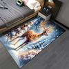 "Winter Deer Carpet with Snowy Forest Lights, Elegant Home Decor" Suitable for use as an anti-slip for living room bedroom sofas