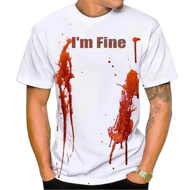 3D Printed Funny Halloween T Shirt Men Bloodstain Pattern Tees Summer Fashion Unisex Casual Horror Bloody Short Sleeve T-Shirts