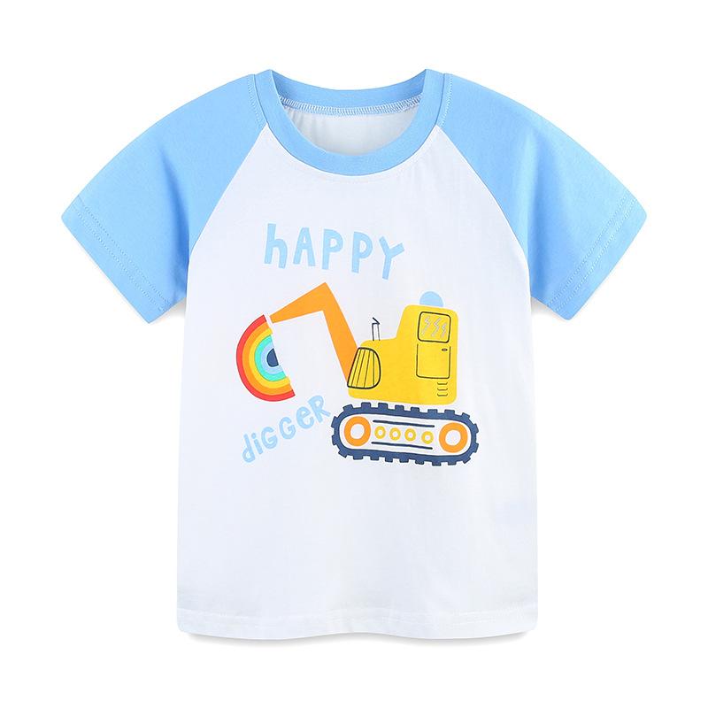 Boys T-shirt Summer Fashion Print Middle Child Short Sleeve Top New Kids Short Sleeve T-Shirt 2Y(90cm)