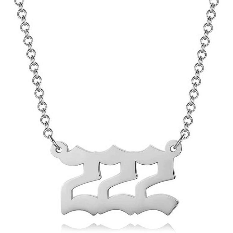 Stainless Steel Angel Number Lucky Numbers Necklaces 111 222 333 444 555 777 888 999 666 000 Women Pendant Necklace
