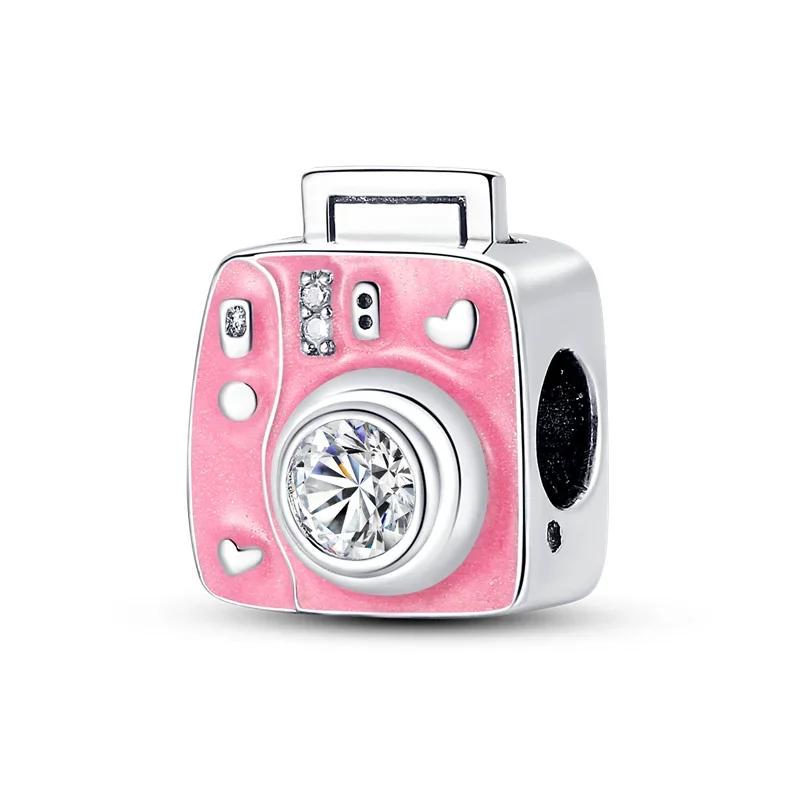 Charms Copper Pink Series Cute Elf Robot Luggage Air Balloon Beaded Pendant Fit Original Bracelet Fine Diy Jewelry