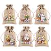 6Pcs Easter Linen Gift Bag Bunny Eggs Candy Cookie Packaging Bag Spring Easter Party Favor Supplies Kids Gifts Easter Decor 2026