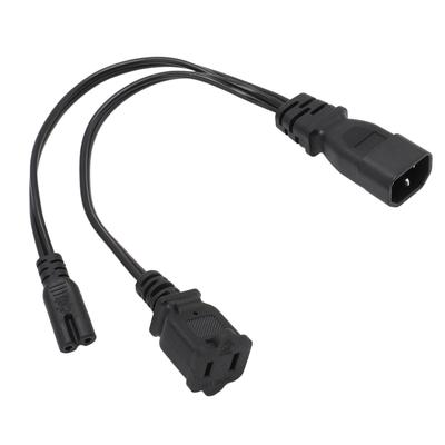 Napájací kábel IEC320 C14 na C7 1‑15R, zástrčka samec na samicu, Plug and Play Y rozbočovač pre napájanie notebooku