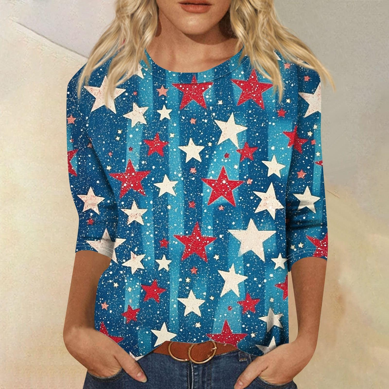 

Женская футболка Повседневная футболка с принтом «День независимости», джемпер с круглым вырезом XXXXXL