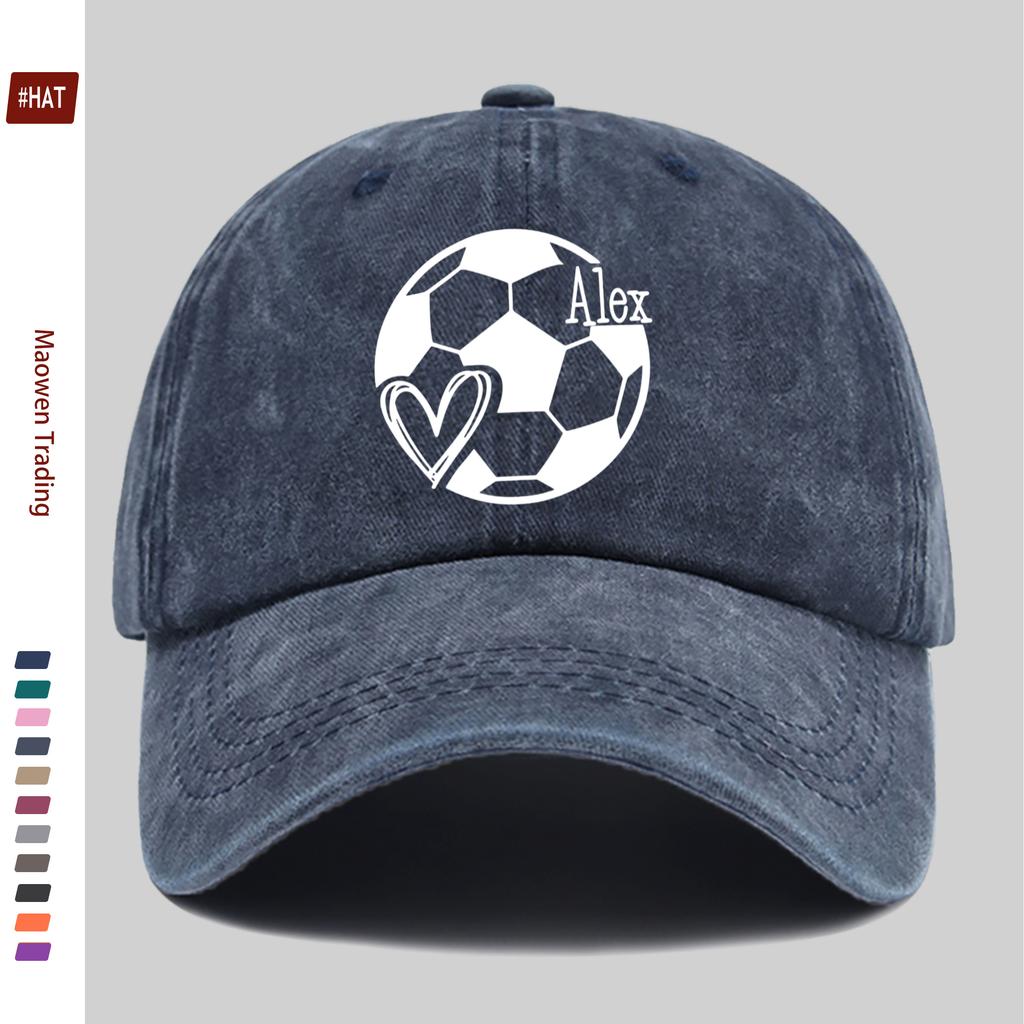 pc Soccer Lover Printed Baseball Cap Heart Soccer Print Trucker Sun Hat Comfortable and Lightweight Papa Hat Mom and Dad Bea