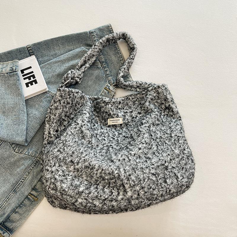 Woolen Bag Women's Large-capacity New Autumn and Winter Casual Fashion Simple Shoulder Bag Niche Design Commuter Tote Bag