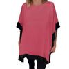 2024 Women's Round Neck Batwing Sleeve Patchwork T-shirt