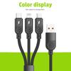 3 in 1 Fast Charging Cable 3 Interfaces Braided Cord Data Line for Phone Tablets Power Supply and Transfer