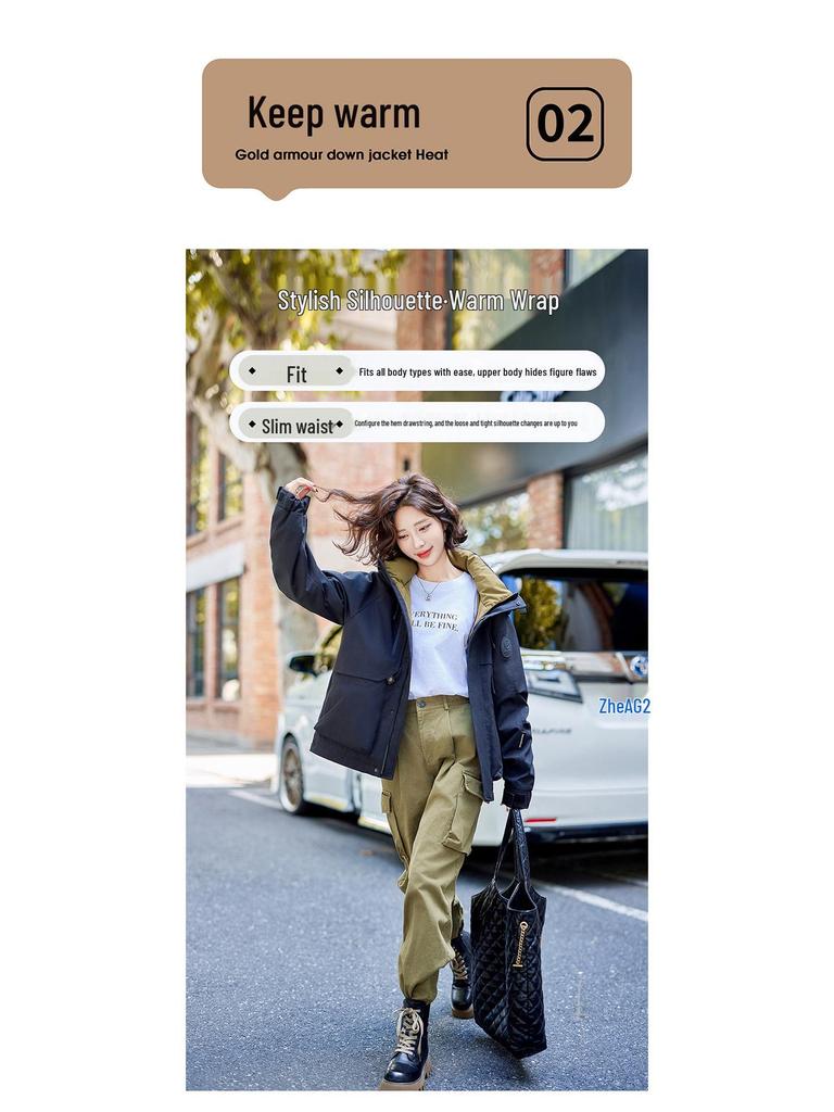 Women's Hooded White Duck Down Winter Puffer Jacket - Short, Warm, Comfortable, Thickened for Outdoor Use