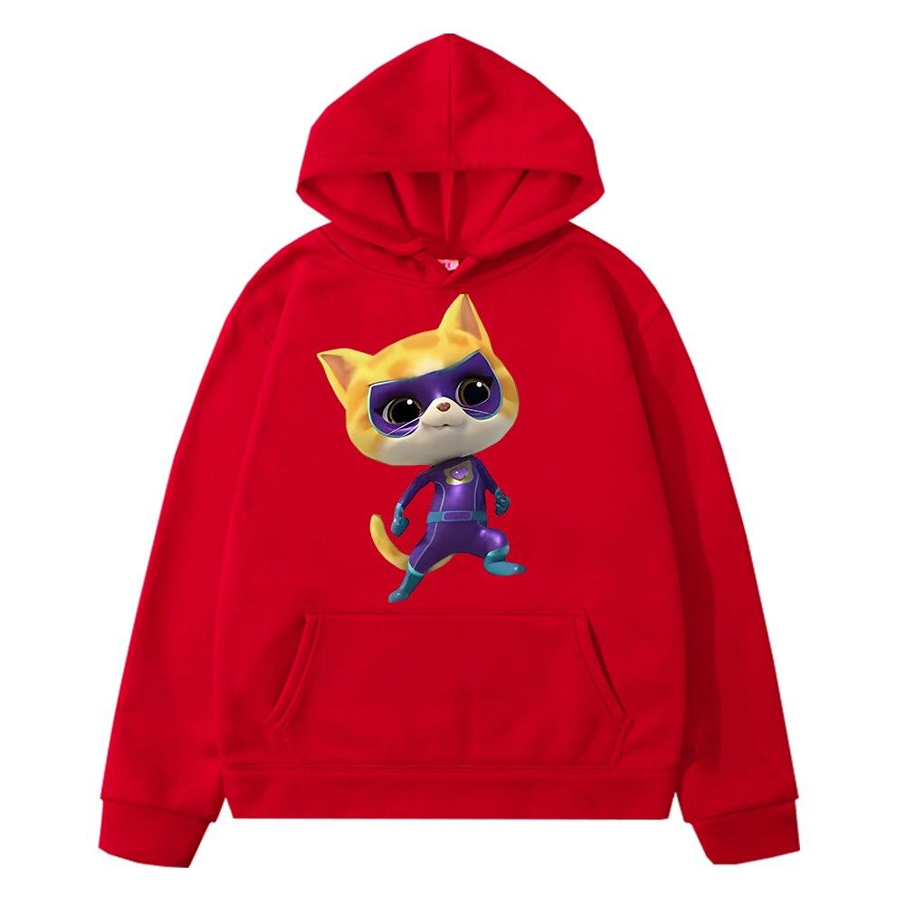 

Флисовая толстовка с капюшоном Super Kitties, толстовка с капюшоном в стиле аниме, детская одежда, пуловер для девочек y2k sudadera, пуловер для мальчиков, осенняя повседневная куртка, детская одежда 130 красный
