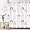 Beautiful Love Rainbow Shower Curtain Gift Idea Bohemian Printed Pattern Polyester Fabric Bath Curtain Bathroom Decor with Hooks