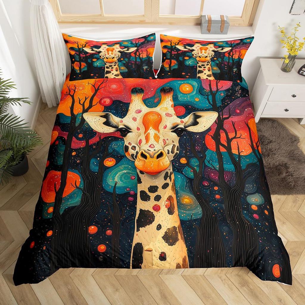 Animal Giraffe Duvet Cover 3D Digital Printing Three-Piece Bedding Set