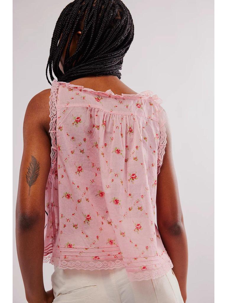 Damen Slim Fit Tanktop mit Spitzenbesatz