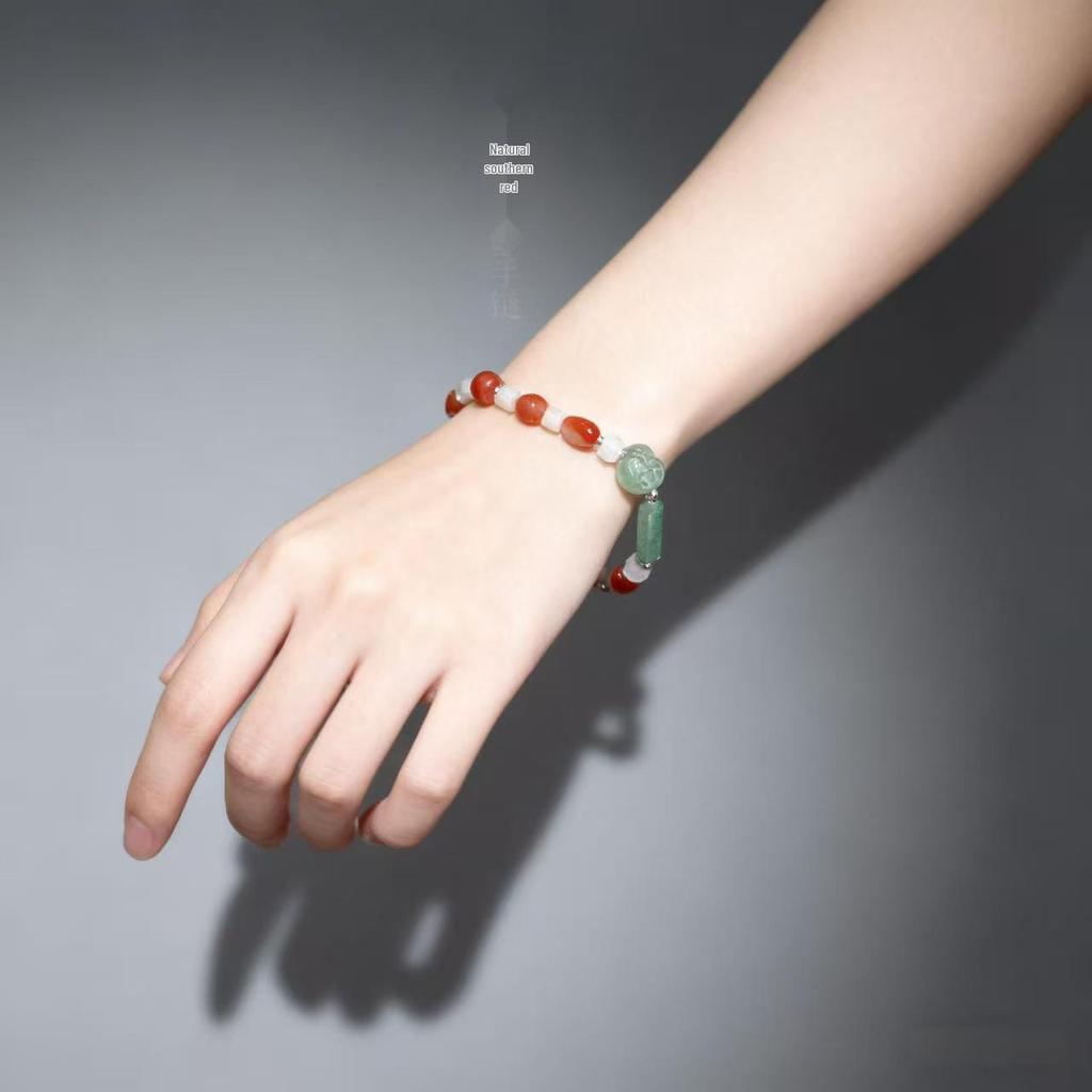 Nanhong Agate Bracelet - Minimalist Chinese Style with Ancient Design, Perfect for Birthday Gifts