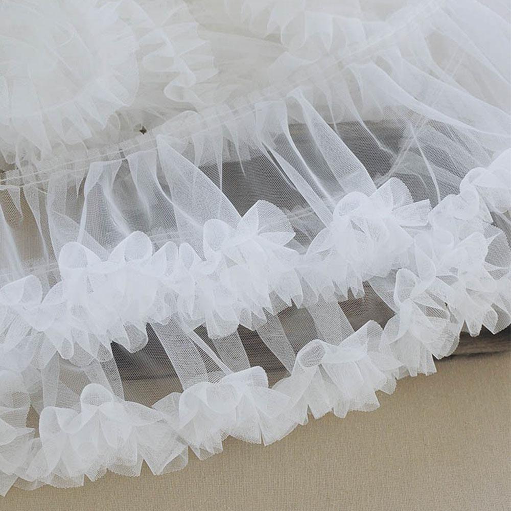 15X91cm Pink Mesh Lace Trims Pleated Fold Tulle DIY Sewing Crafting Women Supplies Baby Dress Garment Gauze Ruffle Ribbon