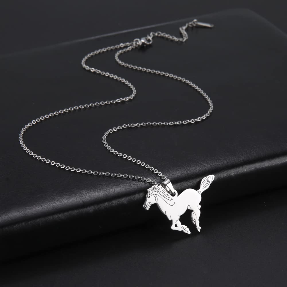 Dreamtimes Horse Necklaces Horse Pendant Necklace Stainless Steel Necklace Horse Chain Fashion Jewelry Women Christmas Gift