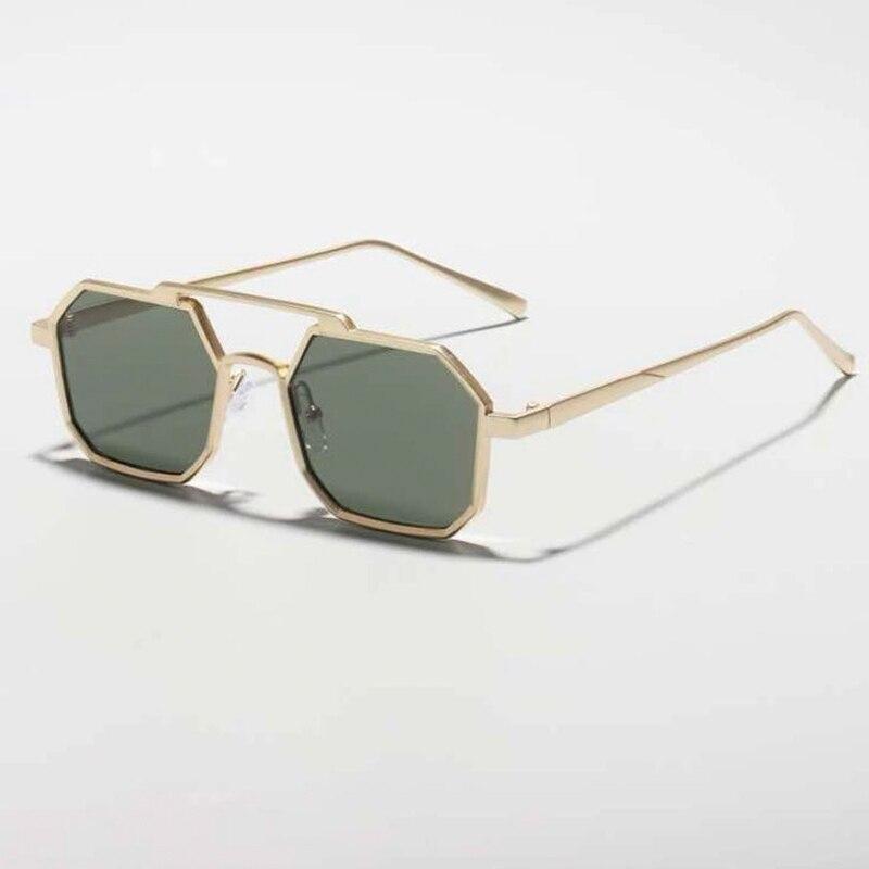 Classic Metal Punk Square Sunglasses for Men Women Retro Double Bridges UV400 Protection Trendy Vintage Shades
