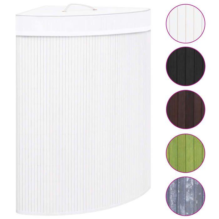 VidaXL Panier à linge d'angle Bambou Blanc 60 L
