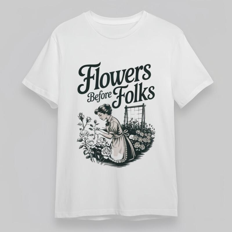 

Women s Comfortable Classic T-Shirt Vintage Flowers Before Folks Plus Size Tee 3XL