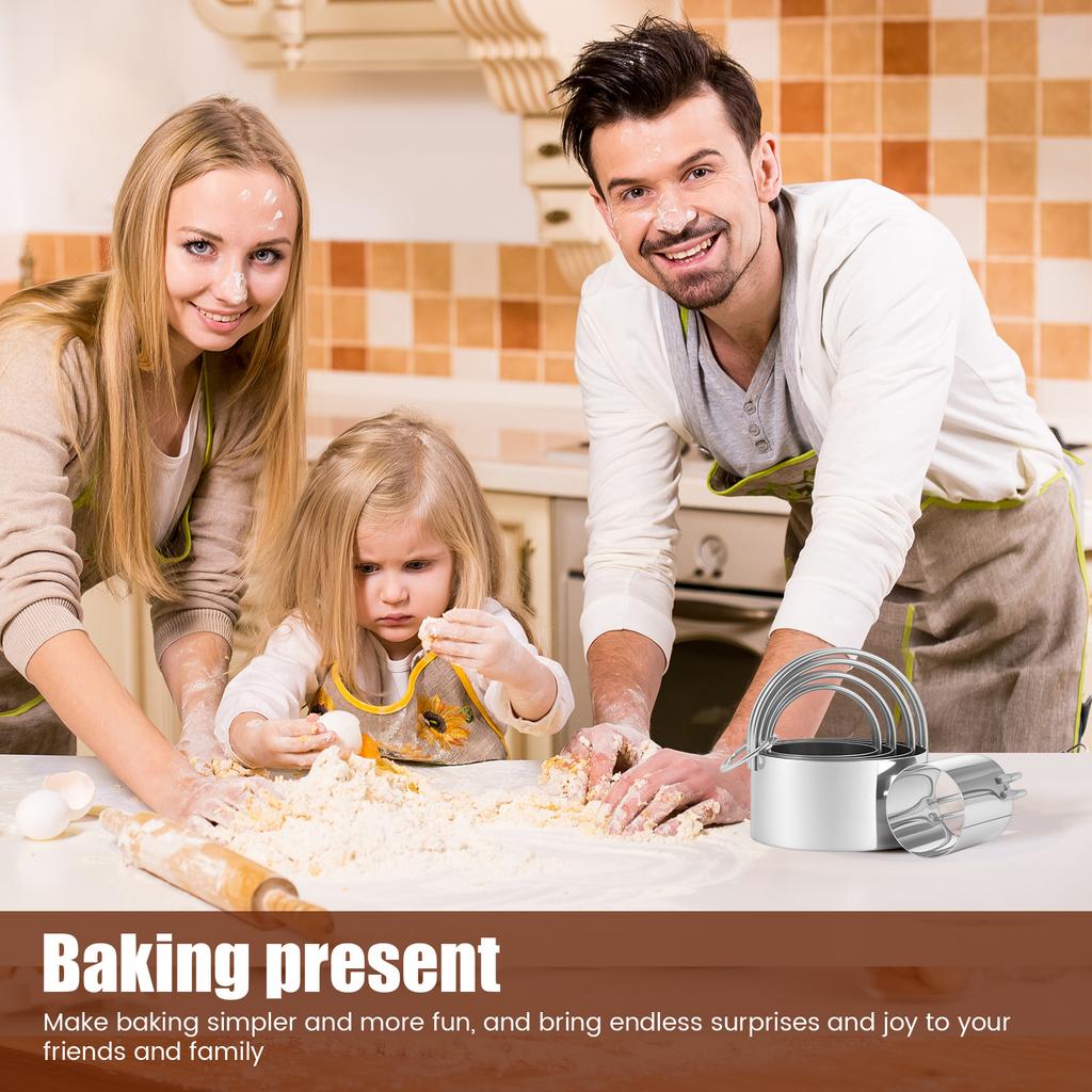Stainless Steel Biscuit Cutter Set Ergonomic Pastry Scraper and Dough Blender with Non Slip Grip for Biscuits Pie Cookies