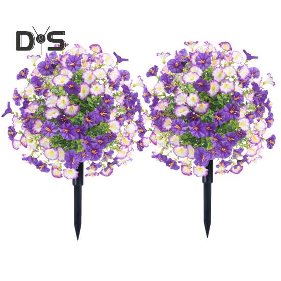 Faux Morning Glory Flowers Artificial Morning Glory Bush with Ground Spike Realistic Fake Greenery Shrubs for Outdoor Indoor Farmhouse Porch Patio