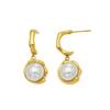Stainless Steel Pearl Hoop Earrings 18K Thick Gold Electroplating Trendy Elegant Exquisite All-Match