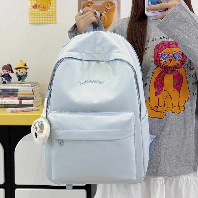 Schoolbag casual backpack female Korean version solid color campus junior high school student schoolbag simple sweet small fresh girls backpack