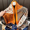 Vintage and Elegant Brocade Silk Scarf New Letter Contrast Scarf Outdoor Sun Protection Shawl with Beach Towel