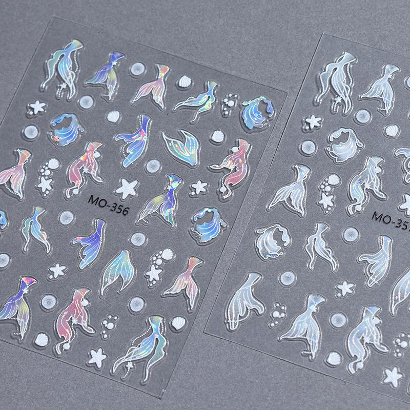 

Мечтательная наклейка для ногтей «Рыбий хвост» с блестками, реалистичное стереоскопическое улучшение, клей для любителей нейл-арта своими руками