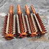 Hair Drying Styling Curly Barber Dye Rubber Wood Comb Boar Bristle Round Brush With Natural Wooden Handle