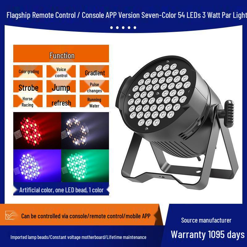 54-Piece 3W Full Color LED Stage Lights for Weddings and Events