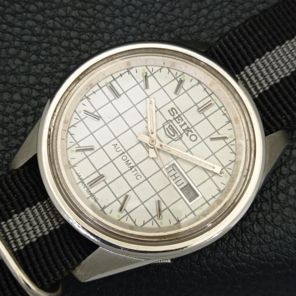SEIKO 5 AUTOMATIC JAPAN MENS 6119C VINTAGE WHITE COLOR DIAL WATCH a702364-5