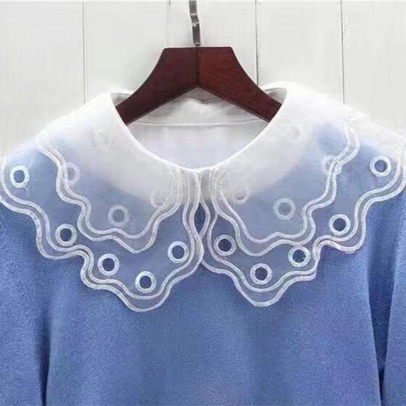 Mädchen Spitzenkragen Großer Revers Dekorkragen Puppenkragen Falscher Kragen Weiß Kleiner Schal Pullover Dekorkragen
