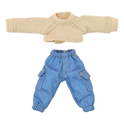 Niannyyhouse Ropa para Muñeca Obitsu de 11 cm, Chaleco de Manga Larga, Pantalones con Bolsillo, Ropa para Muñeca, Vestido para Muñeca BJD de 112 (Beige)