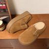 New Women's Thick-soled Retro Shoes, Wool Shoes, Cotton Slippers with Fleece Toe Caps, Half Slippers