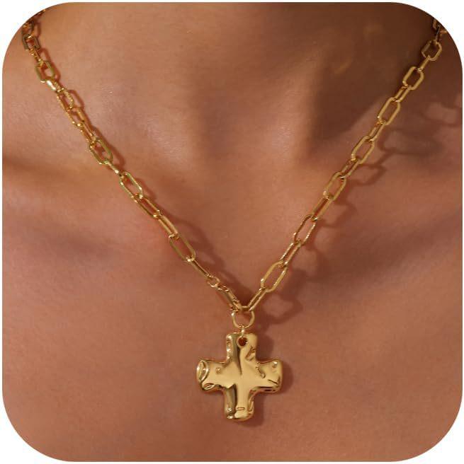 Dicheng Позолоченный 18K кулон-крест на стальном чокере