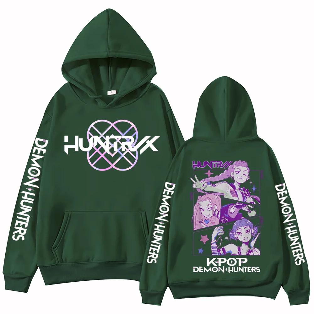 Anime K-Pop Demon Hunters Hoodie Y2K Oversized Harajuku Sweatshirt Unisex Korean Street Fashion Hip Hop Pullover 3XL армия зеленый 3130₽